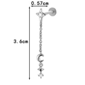 Silver bow chain titanium stud with hanging moon and star zircon pendants - Star Moon Tassel Style (0190-6#) / Silver