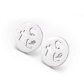 Round silver titanium steel earrings with hollow cross heart and anchor motifs - Faith Hope Love Hollow Round (KE49115-K)