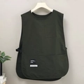 Grembiule a gilet verde scuro regolabile con grandi tasche e fibbie laterali nere - Verde Scuro