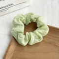 Chic light green floral scrunchie with pleated texture on a natural wooden tray - 19# Mint Green Seersucker