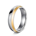 Close-up of dual-tone stainless steel ring with gold inlay and polished mirror finish - US 12 / Two Tone Plain