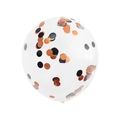 12-inch clear balloon filled with festive black and orange round paper confetti - Orange Black Sequins