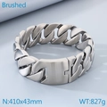 Chunky brushed stainless steel Cuban link necklace with heavy industrial matte finish - Steel Color 41cm (KN289063-KJX)