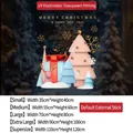Pink 3D Christmas tree static window sticker with reindeer and blue gift box design - Static Cling No Glue / Small (35*40CM)