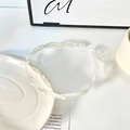 Braided acetate headband in white marble finish with anti-slip inner teeth - Cream