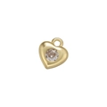 Detail of a gold heart-shaped pendant with a sparkling round micro-pave zircon stone - Gold Peach Heart