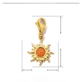 Macro view of sun pendant with orange natural stone and dimensions measurement - Sun Shape-Orange Red Natural Stone