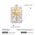 Ciondolo rettangolare in acciaio inox argento con sole dorato e dimensioni - Ciondolo Rettangolare Brillantezza Stellare Oro Argento (PJ93362)