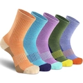 Five pack of colorful ribbed crew socks with arch support and reinforced heels for sports - One Size (37-45) / TK-2 Set (5 Pairs Pack)