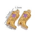 Detailansicht goldbeschichteter Cowboystiefel-Anhänger mit lila Sternen für DIY-Schmuck - Violetter Stern Stiefel / Lila