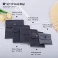 Set of five grey velvet jewelry pouches with snap buttons in various sizes - Grey (Butterfly Mouth) / 8*10cm
