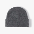 Classic dark grey knit beanie hat with thick cuff for winter warmth and outdoor style - One Size / Dark Gray