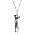 Romantic hug pendant necklace for couples in silver and black dual-tone metal - Small 3cm / White + Black