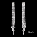 Boucles d'oreilles pendantes à franges en strass argentés d'une longueur de 12cm - Long Gland Strass Complet 12cm (DTE1816303S)