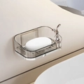 Wall-mounted smoky grey soap holder with silver rabbit decor and drainage tray - Translucent Grey Silver With Rabbit