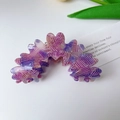 Cloud wave hair claw clip in purple and pink gradient acetate finish with floral texture - Pink Purple