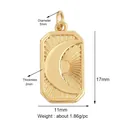 Colgante rectangular dorado con relieve de sol y luna creciente en medida 17x11mm - L459816-Estrella y Luna en Relieve / Oro/Cuadrado de Rayos de Estrella y Luna