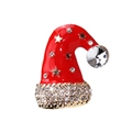 Weihnachtliche Weihnachtsmannmütze-Brosche in Rot mit Goldfinish und Kristallen - Hut