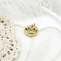 Detailed view of gold evil eye charm pendant with multi-color zircons on elegant setting - Colorful Zircon Eye 15*14mm