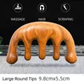Natural sandalwood five-tooth massage comb for scalp meridian and head scraping - Green Sandalwood Large Ball Head Massage Comb