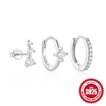 Ensemble classique de créoles en argent sterling S925 avec zircons étincelants - #4 Argent - Zirconium Lot de 3