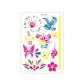 Waterproof temporary tattoo sticker DKC-019 with neon eagle and floral tribal patterns - Fluorescent DKCS-019