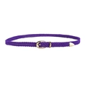 Elegante cintura sottile intrecciata viola da donna con fibbia e punta in metallo dorato - Viola