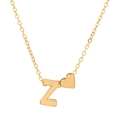 Golden necklace with letter Z pendant and a small heart charm, minimalist fashion design - Letter Z (10042)