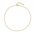 Collier chic à perles dorées en acier avec fermoir mousqueton et chaîne de réglage - Collier de perles dorées XL-833J