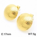 Boucles d'oreilles boules dorées avec relief texturé vertical et fini métallique - Style B Or(KE113734-KFC)