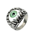 Anello punk gotico occhio del diavolo con bulbo oculare verde e fascia artiglio argento - US 7 / Verde Chiaro