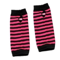 Pink and black striped knitted fingerless gloves with thumb hole for punk cosplay - One Size / Rose Red And Black Striped (4)
