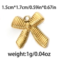 Ciondolo a fiocco in acciaio inossidabile 304 dorato per gioielli, 1,5cm x 1,7cm - Mini Fiocco a Righe-TP0519 / Oro