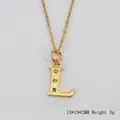 Collier pendentif 'L' en acier inoxydable plaqué or 18K serti de pierres de zircon - Lettre L