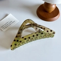 Pinza per capelli a triangolo verde chiaro traslucido con motivo a pois neri - Triangolo Verde 11.5cm