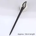 Minimalist black ebony wood hair pin featuring sleek flame-shaped carving and 18cm length - Beacon Smoke