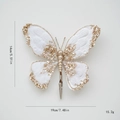Farfalla di Natale in tessuto bianco con paillettes dorate e clip per decorare l'albero - Bianco