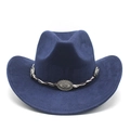 Détail du chapeau de cowboy bleu marine en suède avec boucles argentées et bande tressée - M(56-59CM) / Bleu Marine (Suède)