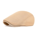 Breathable beige mesh newsboy cap for men featuring a cooling honeycomb structure - Adjustable / Khaki