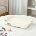 Beige rectangular cup tray with metal handles on marble table for water drainage - Milk White House - Single Draining Tray