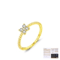 S925 Sterling Silber Gold Kleeblatt Moissanit Ring mit GRA Zertifikat für Damen - US Größe 5 / Gold
