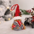 Weihnachts-Rentier Plüschpuppe mit roter Strickmütze und LED-Licht Ornament Dekoration - Graues Rentier Mit Licht