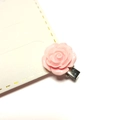 Pink resin camellia rose hair clip with a silver metal alligator base for women - Glossy Pink Camellia / 1 Piece (Bulk)