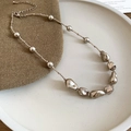 Maillard tiger eye beaded necklace with irregular champagne gold metal beads in vintage style - 65# Champagne Round Necklace