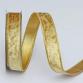 Luxe gold velvet wired edge ribbon with metallic satin backing for festive decorations - 2.5cm*10 Yards / Yellow with Gold Back