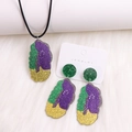 Carnival glitter jewelry set featuring purple, green and yellow star mask pattern - Irregular-Set