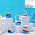 Ornement liquide en acrylique méditerranéen avec bateau flottant et fluide étoilé bleu - Mini Seau - Bateau / Styles Aléatoires