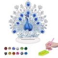 DIY 5D diamond painting kit featuring a peacock acrylic stand and colorful rhinestone gems - Peacock