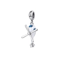 S925 sterling silver helicopter charm bead with white enamel and blue glaze details - Helicopter (No. 11 YD0167)