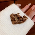 Faux fur leopard print hair accessory shown on a white knitted sleeve background - 40# Silver Needle - Coffee Square Leopard